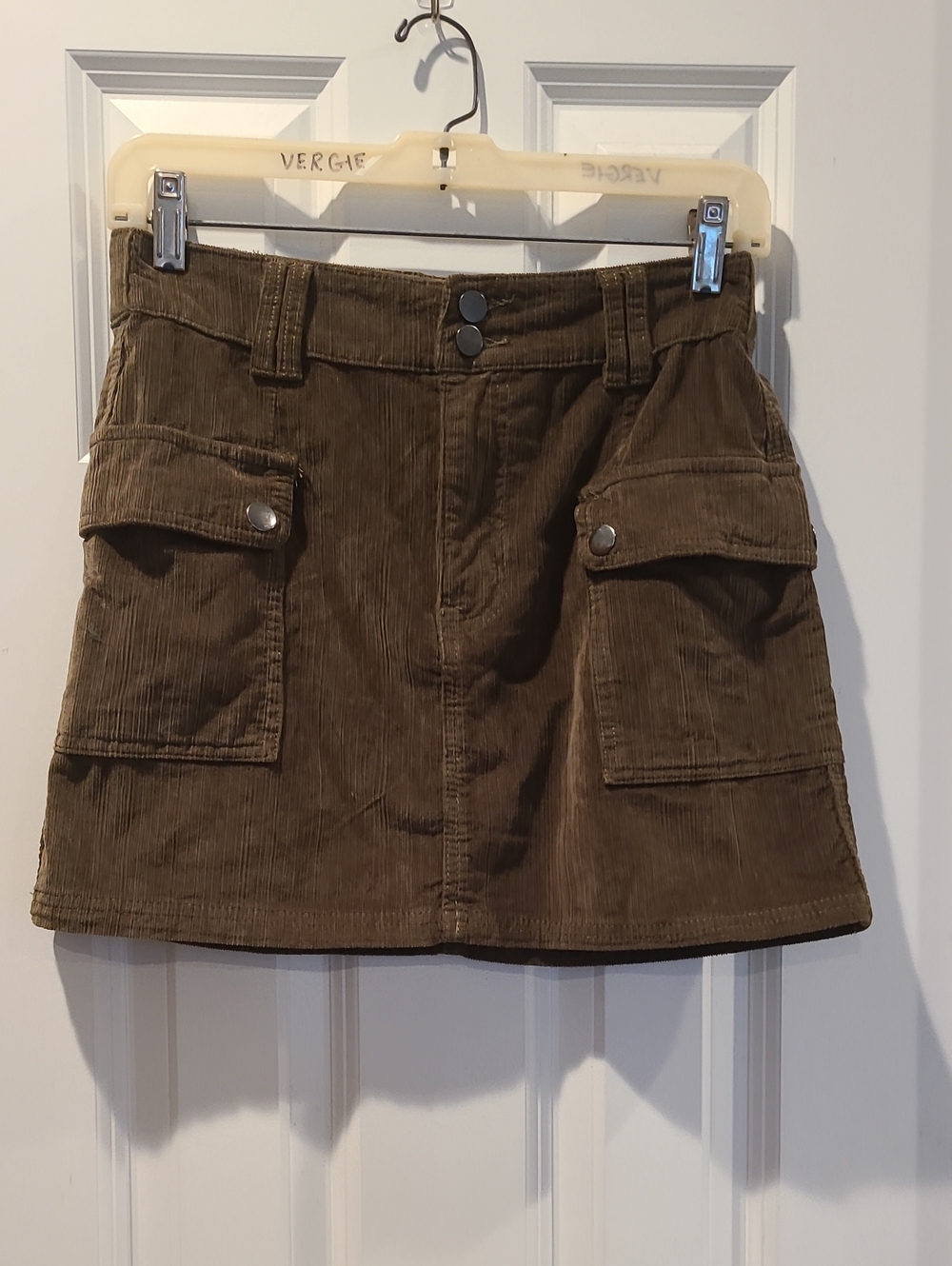 No Boundaries Taupe Corduroy Mini Skirt with Front Stitching